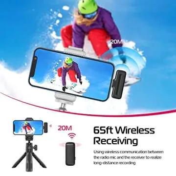 ULANZI J11 Wireless Lavalier Microphone for iPhone iPad, 1-in-1 Plug-Play Mic with Charging Case for Phone Video Recording, 65ft Transmission Range