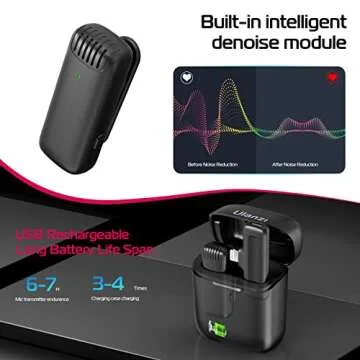 ULANZI J11 Wireless Lavalier Microphone for iPhone iPad, 1-in-1 Plug-Play Mic with Charging Case for Phone Video Recording, 65ft Transmission Range
