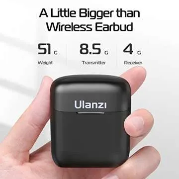 ULANZI J11 Wireless Lavalier Microphone for iPhone iPad, 1-in-1 Plug-Play Mic with Charging Case for Phone Video Recording, 65ft Transmission Range