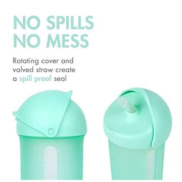 Boon Swig Insulated Silicone Straw Sippy Cup - Flip Top Spill Proof Toddler Straw Cups - Baby and Toddler Feeding Supplies - Baby Travel Essentials - 9 Oz - Mint