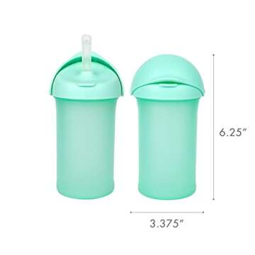 Boon Swig Insulated Silicone Straw Sippy Cup - Flip Top Spill Proof Toddler Straw Cups - Baby and Toddler Feeding Supplies - Baby Travel Essentials - 9 Oz - Mint