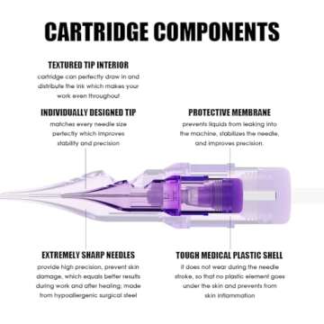 Mast Pro2 Tattoo Needles Cartridges, Pro Needles Pins for Super Aritsts, 20 Count, Disposable Round ...