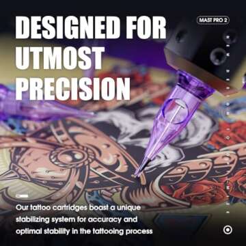 Mast Pro2 Tattoo Needles Cartridges, Pro Needles Pins for Super Aritsts, 20 Count, Disposable Round Liner 1003RL