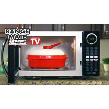 Range Mate Pro Deluxe Nonstick Microwave 5-in-1 Grill Pot/Pan Cookware Set"As Seen On TV" (Grill, Bake, Roast, Saute, Steam, Poach, & One Pot Meals) (Red)