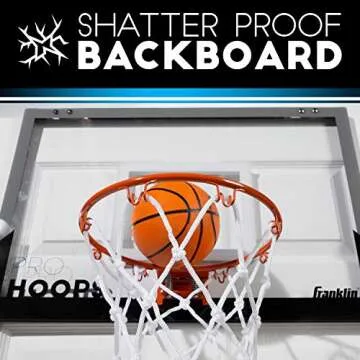 Franklin Sports 25in XL Over The Door Mini Basketball Hoop - Slam Dunk Approved - Shatter Resistant - Accessories Included, White/Black