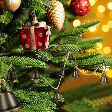 MrMrKura Vintage Jingle Bells Hanging String, 9 Antique Bronze Iron Bells Decorative Hanging Bells W...