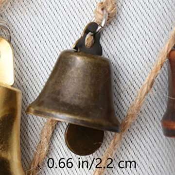MrMrKura Vintage Jingle Bells Hanging String, 9 Antique Bronze Iron Bells Decorative Hanging Bells Wind Chimes Bell Decoration Gifts for Home Garden Decor Crafts (53 inches Long)