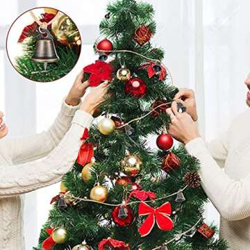 MrMrKura Vintage Jingle Bells Hanging String, 9 Antique Bronze Iron Bells Decorative Hanging Bells Wind Chimes Bell Decoration Gifts for Home Garden Decor Crafts (53 inches Long)