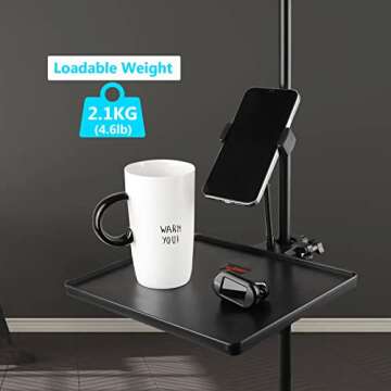 Mr.Power Microphone Stand Plastic Tray with Phone Holder, Mic Stand Clamp-On Rack Tray Holder for Mo...