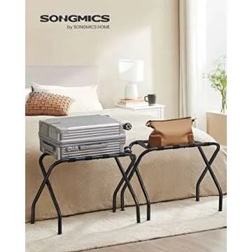 SONGMICS Luggage Rack for Guest Room, Set of 2 Suitcase Stands, Foldable Steel Frame, for Hotel, Bed...