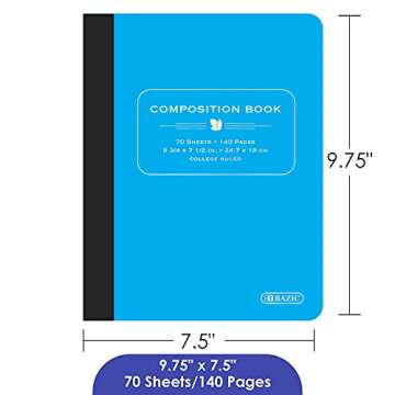 BAZIC Composition Notebook College Ruled 70 Sheet Notebook, Poly Cover Journal Comp Notebooks for Of...