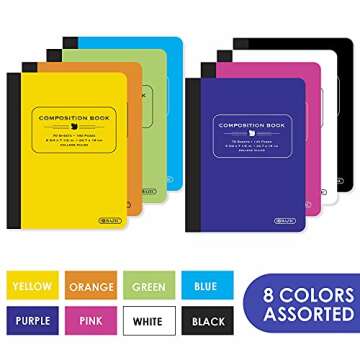 BAZIC Composition Notebook College Ruled 70 Sheet Notebook, Poly Cover Journal Comp Notebooks for Office School, Assorted Color, 48-Pack