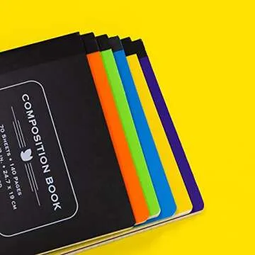 BAZIC Composition Notebook College Ruled 70 Sheet Notebook, Poly Cover Journal Comp Notebooks for Office School, Assorted Color, 48-Pack