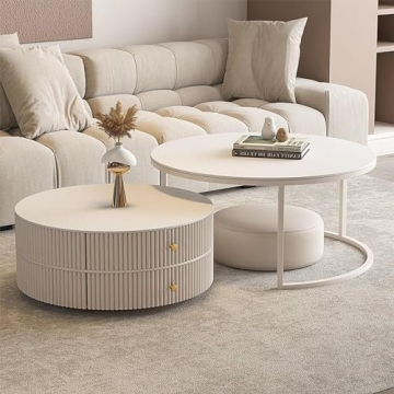 Elegant Kadaligh Nesting Coffee Table Set with Stool