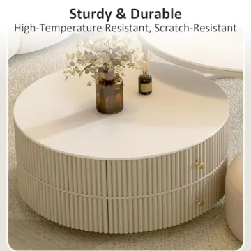 Elegant Kadaligh Nesting Coffee Table Set with Stool