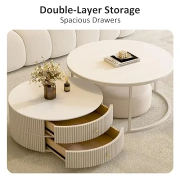 Elegant Kadaligh Nesting Coffee Table Set with Stool