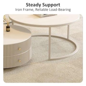Elegant Kadaligh Nesting Coffee Table Set with Stool