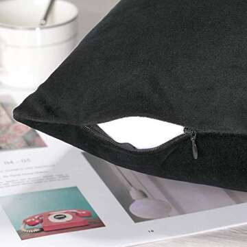 HOMAR Velvet Throw Pillow Covers 20x20 Soft Decorative Throw Pillow Cases Solid Square Pillow Cover Set of 2 for Sofa Bedroom Couch Bed Chair