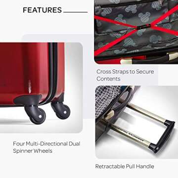 American Tourister Disney Hardside Luggage With Spinner Wheels, Mickey Mouse Pants, Carry-On 21-Inch