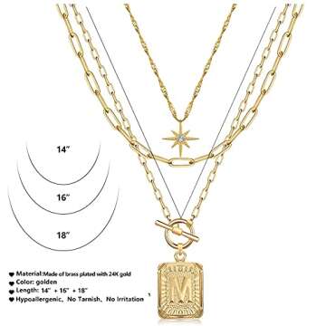 MJartoria Layered Initial Necklaces Trendy Gift Ideas
