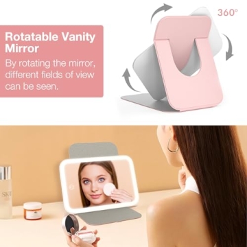Kintion 60 LED Portable Makeup Mirror with Dimmable Lighting