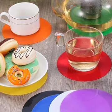 8 Pieces Rubber Jar Gripper Pads Round Kitchen Coasters Multi-Purpose Bottle Lid Openers, Multicoloured (Bright Color)