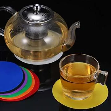 8 Pieces Rubber Jar Gripper Pads Round Kitchen Coasters Multi-Purpose Bottle Lid Openers, Multicoloured (Bright Color)