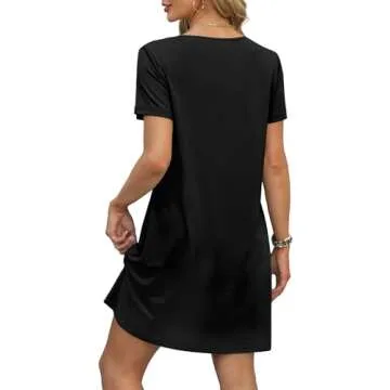 OFEEFAN Black Summer Dress for Women Casual Essential