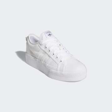 adidas Originals Women's Nizza Platform, White/White/White, 7