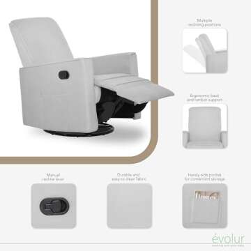 Evolur Raleigh Glider Rocker - Stylish & Comfortable