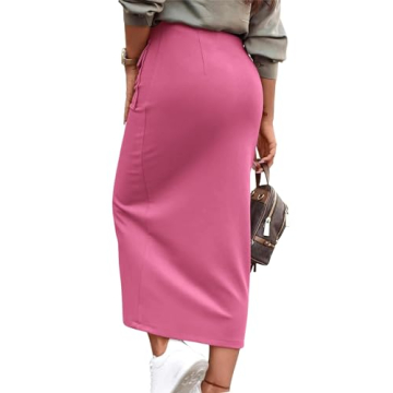 KIRUNDO High Waisted Midi Skirt Chic Summer Fashion