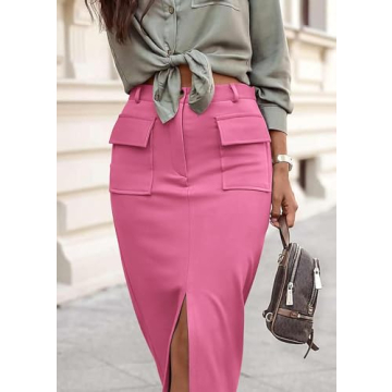 KIRUNDO High Waisted Midi Skirt Chic Summer Fashion