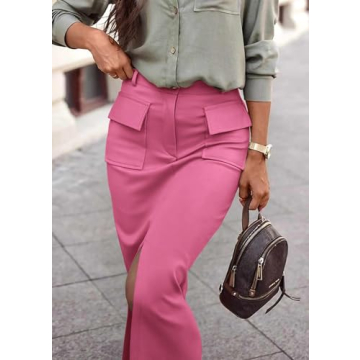 KIRUNDO High Waisted Midi Skirt Chic Summer Fashion