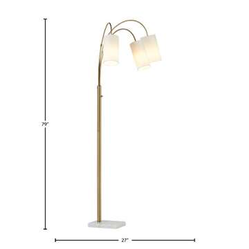 Amazon Brand – Rivet 3-Light Arc Floor Lamp, Marble and Brass, With Bulbs , 79" x 27" x 21", Antique Brass