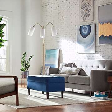 Amazon Brand – Rivet 3-Light Arc Floor Lamp, Marble and Brass, With Bulbs , 79" x 27" x 21", Antique Brass