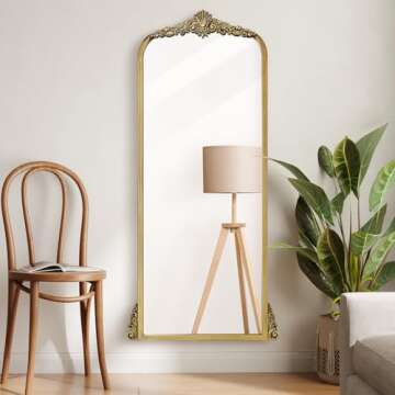 BohoBliss Tall Vintage Mirror, 23"X47" Gold Arch Mirror for Wall, Wall-Mounted Hanging Mirror, Antiq...