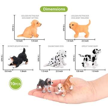 Volnau 10PCS Mini Puppy Figures for Kids Educational Gift