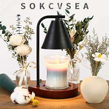SOKCVSEA Candle Warmer Lamp - Candle Warmer with Dimmable, Birthday Gifts for Women Mom Gifts, House Warming Gifts New Home Decor, Wax Melt with 2 Bulbs Black
