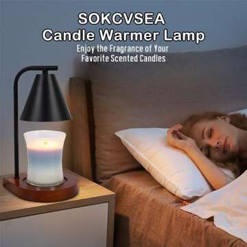 SOKCVSEA Candle Warmer Lamp - Candle Warmer with Dimmable, Birthday Gifts for Women Mom Gifts, House Warming Gifts New Home Decor, Wax Melt with 2 Bulbs Black