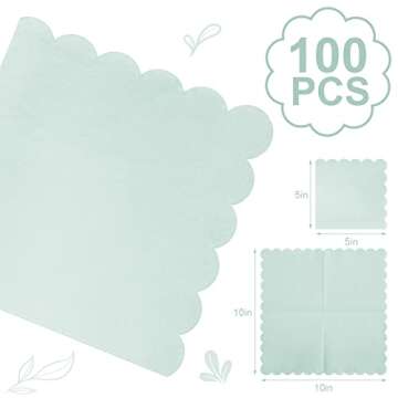 100 Pcs Scalloped Cocktail Napkins Thick Paper Napkins Disposable Party Napkins Beverage Napkins for...