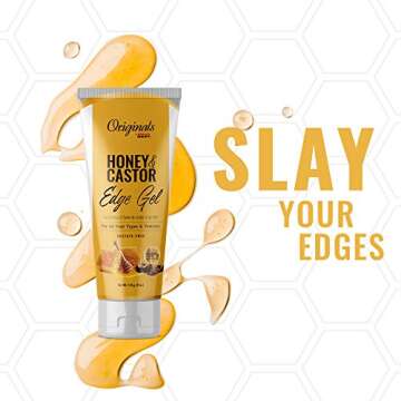 Africa's Best Originals Honey and Castor Edge Hair Gel for All Hair Types and Textures, Sulfate-Free...