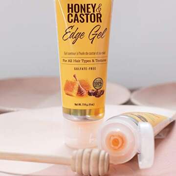 Africa's Best Originals Honey and Castor Edge Hair Gel for All Hair Types and Textures, Sulfate-Free, 4 oz