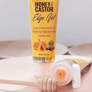 Africa's Best Originals Honey and Castor Edge Hair Gel for All Hair Types and Textures, Sulfate-Free, 4 oz