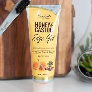 Africa's Best Originals Honey and Castor Edge Hair Gel for All Hair Types and Textures, Sulfate-Free, 4 oz