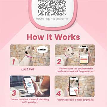 Pawaii QR Code Pet ID Tag, Dog Tag with QR Code, Silent Silicone Dog ID Tag, Modifiable Pet Online Profile, Free Online Pet Page Emergency Contact, 1Pack (Pink)