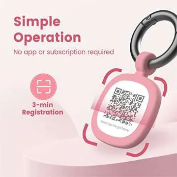 Pawaii QR Code Pet ID Tag, Dog Tag with QR Code, Silent Silicone Dog ID Tag, Modifiable Pet Online Profile, Free Online Pet Page Emergency Contact, 1Pack (Pink)
