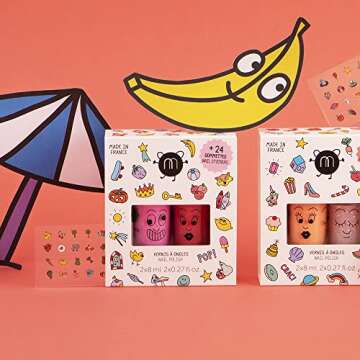 Nailmatic Pop Nail Polish & Stickers - Water Based Nail Polish & Sticker Set for Kids, Washable & Easy to Remove, Safe Formula, Suitable for Ages 3+