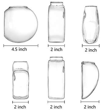 yarlung Set of 6 Glass Planters Wall Hanging Terrarium, Clear Plants Vase Wall Mount for Propagating Hydroponics Plants, Indoor Air Plants, Stylish 6 Shapes (Plants Not Included)
