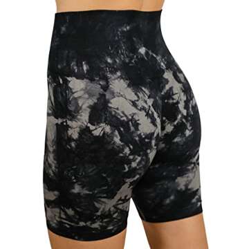 MAXXIM Women's High Waisted Tie Dye Biker Shorts - Seamless Scrunch for Gym, Yoga & More