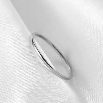 VQYSKO 2PCS 1mm/2mm/3mm14K Gold Filled Rings Stacking Rings for Women Stackable Thin Silver/Gold/Black Ring Plain Statement Band Comfort Fit, Size 3-10 (Silver-1MM-2PCS, 8)
